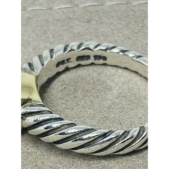 David Yurman BLUE TOPAZ Noblesse Ring, 925 Sterling Silver, 18K 750 Gold, 6.75 - Picture 5 of 12